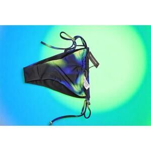 PrettyLittleThing Blue Abstract Tie Side Bikini Bottoms – Size Large (UK 12 / US